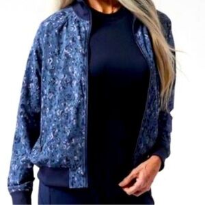 ATHLETA Brooklyn Bomber Jacket ll woman’s Navy Blue zipper outerwear New Sz XS